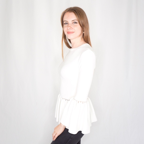 JONATHAN SIMKHAI Knit Bell Sleeve Peplum Top 0005 - Picture 6 of 8